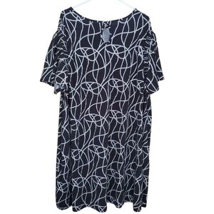 LulaRoe Womens Roselyn Smock Detail Dress Plus Size 3XL Flutter Sleeve Geometric